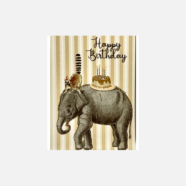 Kort Happy Birthday elefant