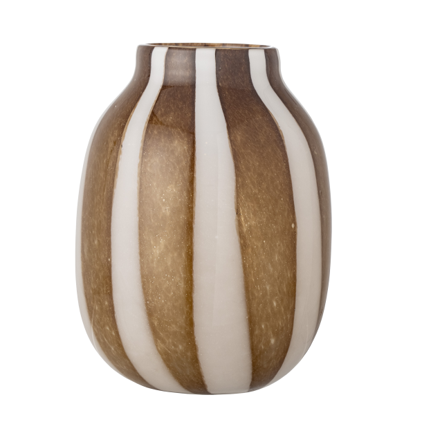 Mayah Vase Brun m. hvid stribe Glas