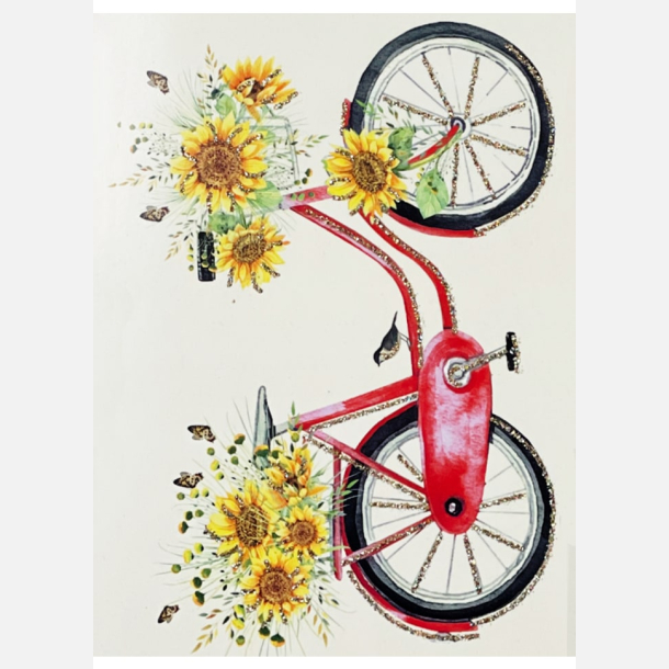 kort m. cykel &amp; blomster
